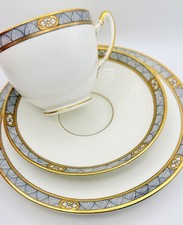 1920s Antique PARAGON STAR TRIO Cup Saucer & Plate Black Gold Nouveau Teacup picture