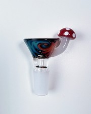 14mm Icy Hot Mushroom Wig Wag Premium Quality Glass Bowl Slide Bong Water Pipe picture