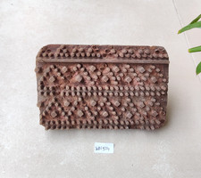 Vintage Wooden Hand Carved Textile Printing Block Unique Decor Craft Tool Retro picture