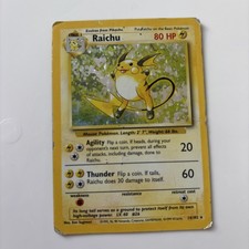 Pokémon TCG Base Set Raichu 14/102 Unlimited Holo Rare English 1999 80 HP picture