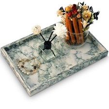 Natural Marble Bathroom Tray - 12x8 Inch Stone Vanity & Kitchen Counter Organize picture