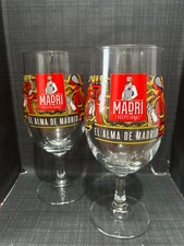 Madri Excepcional Pint Glasses x 2 Brand New limited picture
