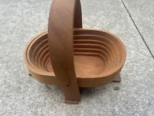 Kathleen Stapp Collapsible Folding Wood Basket Handmade Cherry Wood With Box picture