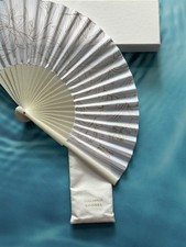 CHANEL Fan Novelty Hand Fans WHITE GOLD RARE VIP GIFT picture