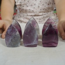 2.2LB 6Pcs Natural Purple Fluorite Quartz Crystal Point Flame Palm Stone Healing picture