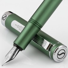 Scriveiner Luxury EDC Fountain Pen 1 Count (Pack of 1), 4. Green with Chrome  picture