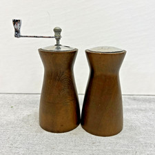 Vintage Olde Thompson Wooden Salt Shaker & Pepper Grinder Made in USA picture