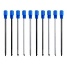 10 Pcs Blue Ink Ballpoint Pen Refills Standard Twist Metal Pen Cartridge picture