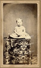 CDV Civil War Era Baby Boy On Antique Throw Great Composition picture