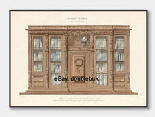 Classic antique bookcase collection. ornate furniture, Giclee ART PRINT 04 picture
