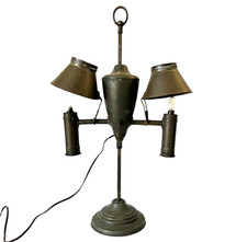Antique Industrial Student Desk Lamp Double Shade Central Font Metal Lamp picture
