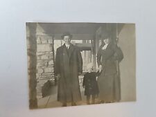Vintage Real Photo Postcard - Family Outdoors - Man Woman Child - FLAW picture