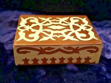VINTAGE HAND MADE INTRICATE INLAID TRINKET JEWELRY BOX RED Velour lining picture