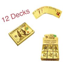 Gold Poker Plastic Playing Cards Waterproof Gift Gold $100 Dollar 12 decks picture