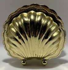 Vintage Brama England Gold Plated on Steel Seashell Napkin Holder picture