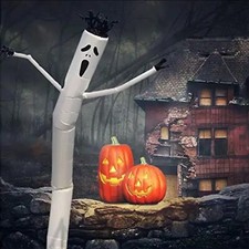 20Ft Halloween White Ghost Inflatable Dancer Ghost Waving Air Dancer Sky Puppet picture