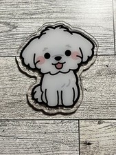 Cute Fluffy White Puppy Dog Acrylic Magnet picture