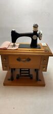 Vintage Treadle Sewing Machine Wind Up MUSIC BOX On Wooden Cabinet  picture