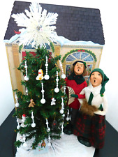 VTG Byers' Choice 1983 Traditional Woman & Man - Bumpy Base SIGNED & DATED &Tree picture