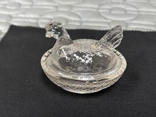 L E Smith Clear Glass Mini Hen on Nest Salt Cellar picture