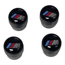 BMW M Performance Emblem Logo Black Tire Valve Stem Caps Set of 4 New picture