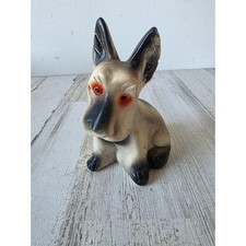 Vintage chalkware terrier dog puppy statue figurine black white plaster picture