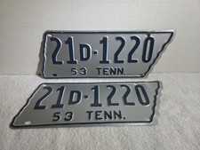 VTG 1953 Tennessee License Plate Pair - CARTER COUNTY - REPAINTED * LONG VERSION picture