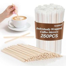 MAQIHAN 250PCS Wooden Coffee Stirrers - Individually Assorted material_types picture