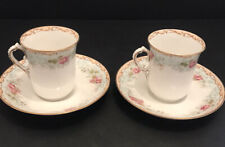 Pointons England Teacups And Saucers Set Of 2 Antique Floral Gold Trim RARE picture
