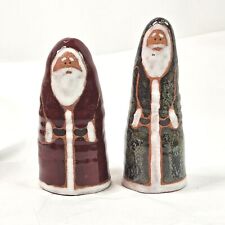 2 Old World Santas Glazed Terracotta  Candle Snuffer Christmas Holiday 4