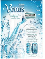 2001 Gillette Venus Razor Original Print Ad One Stroke Smoother Longer Shave picture