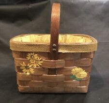 vintage small basket with cloth liner sunflowers picture