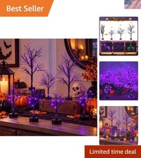 Gorgeous 7-Piece Halloween Black Birch Tree Set with LED Lights - Perfect Decor picture
