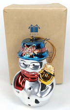 VTG 1998 Avon Brilliant Festive Snowman Christmas Ornament With Original Box picture