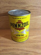 Vintage Pennzoil Motor Oil 1 Quart Cardboard Can SAE 10W-40 SEALED FULL OIL CAN picture