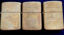 3 X 1932-1986 USS Missouri Japan Surrender BB63 WW2 Zippo Solid Brass picture