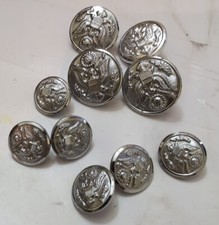 Lg Lot Of 6 Sm 4 Lg Silver Colored Korean War Army Buttons  picture