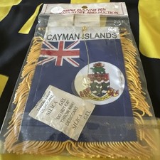 “4x6” Mini Banners Flag CAYMAN ISLANDS W/brass Staff And Suction  picture