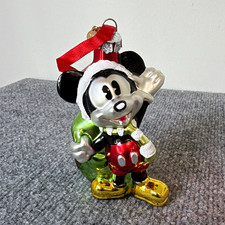 Disney Store Mickey Mouse Glass Holiday Hanging Ornament 2015 picture