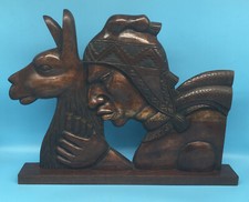 Lama Inca Warrior Wood Carving, NICE  picture