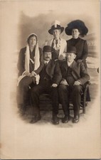 Rich Family Men Women Photo Studio Beach Prop 1900s Real Photo Postcard RPPC picture