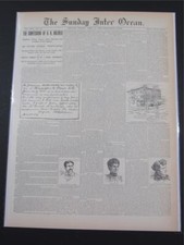 VINTAGE NEWSPAPER HEADLINE ~ H.H. HOLMES AMERICA's 1st MASS SERIAL MURDERER 1896 picture