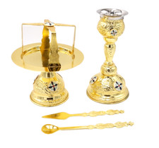 Handmade Church Altar Holy Communion Gold Plated Brass Chalice Asterisk Spear picture
