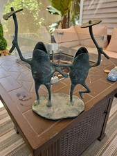 Vintage Solid BRASS FROGS ON LILYPAD  9.5x6