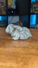 Vintage Bunny Rabbit Figurine Faux Gray Stone Cast Resin Animal Statue Signed S picture