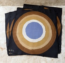 Vintage Vera Cotton Linen Fabric Napkins, Set 6, MCM BULLSEYE CIRCLES Art picture