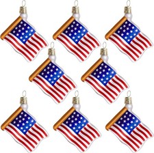 8 PCS American Flag Glass Ornaments, Patriotic Glass Blown Flag Ornaments, 4Th o picture