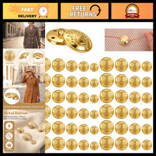 150pcs Vintage Brass Gold Buttons Set for Blazers, Coats - 5 Sizes, DIY Sewing picture