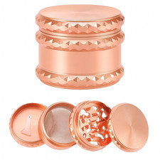 Four Piece 2.25in Spice Herb Grinder Metal Herb/Spice Grinder: Rose Gold picture