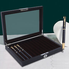 12/23/34 Slots Fountain Pen Display Case Wood Storage Collector Organizer Velvet picture